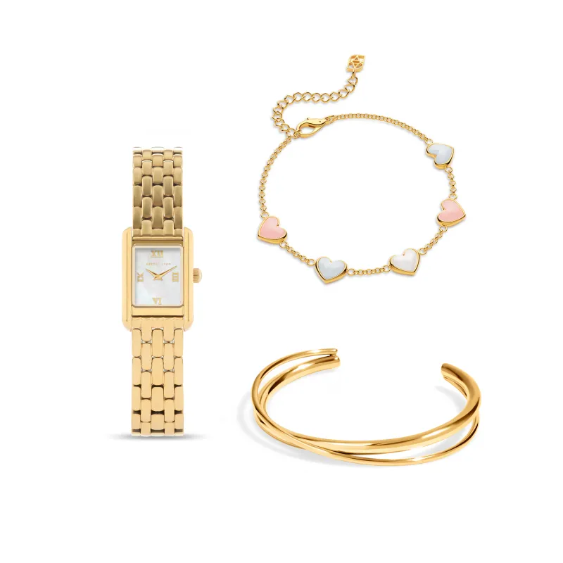 Mini Chelsea Mother of Pearl Watch & Styling Set (Gold) made by Abbott Lyon