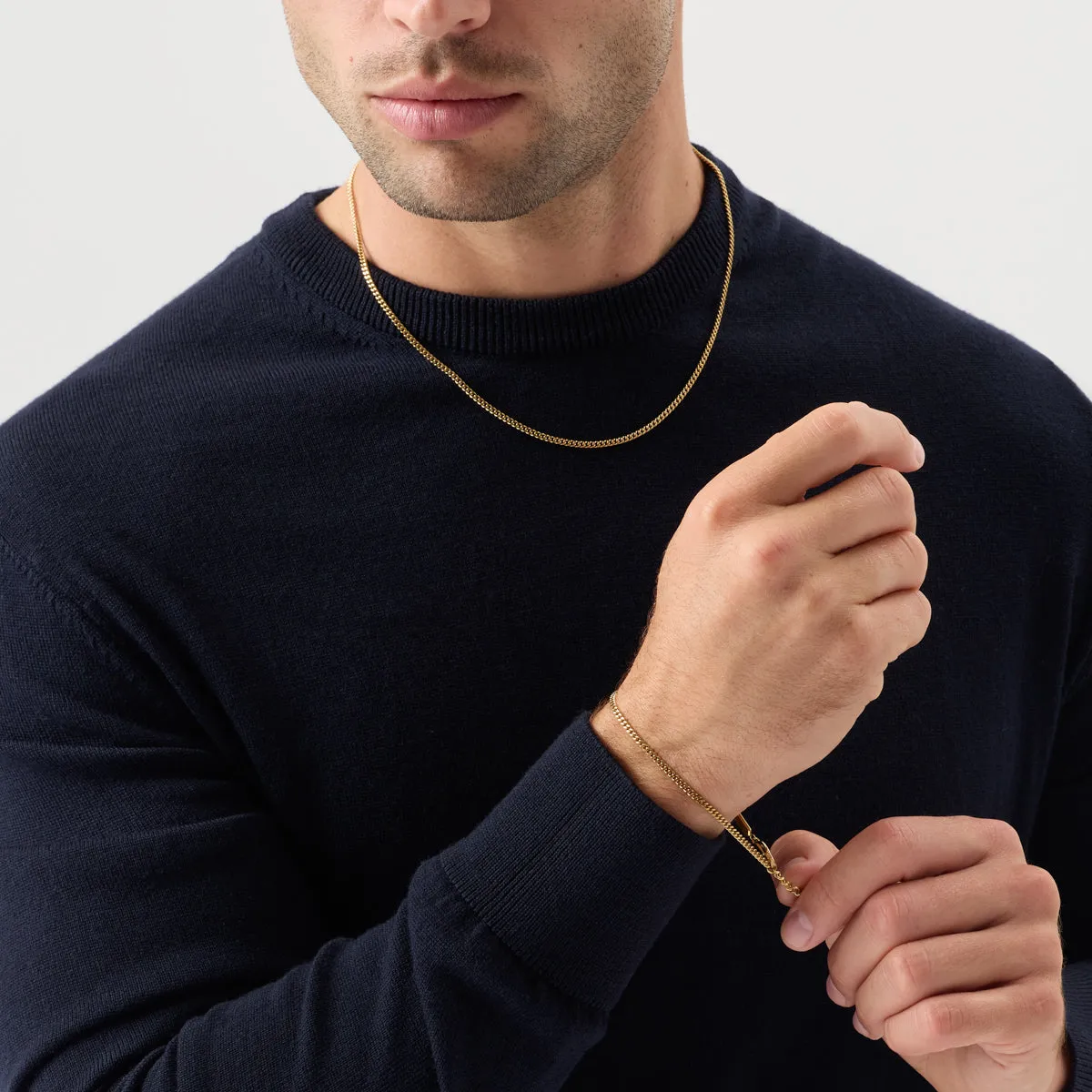 Men's 39mm Mayfair Brown Leather Watch & Fine Curb Chain Bracelet Set (Gold) sold by Abbott Lyon product image thumbnail 3