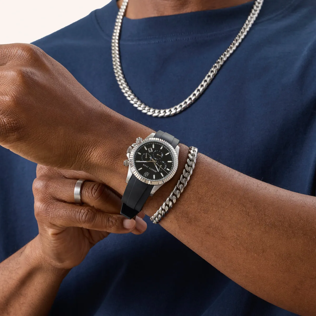 Men's Greenwich Chronograph 40 Silicone Strap Watch (Black) sold by Abbott Lyon product image thumbnail 4