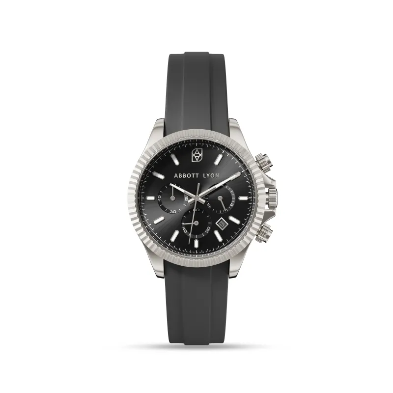 Men's Greenwich Chronograph 40 Silicone Strap Watch (Black) made by Abbott Lyon