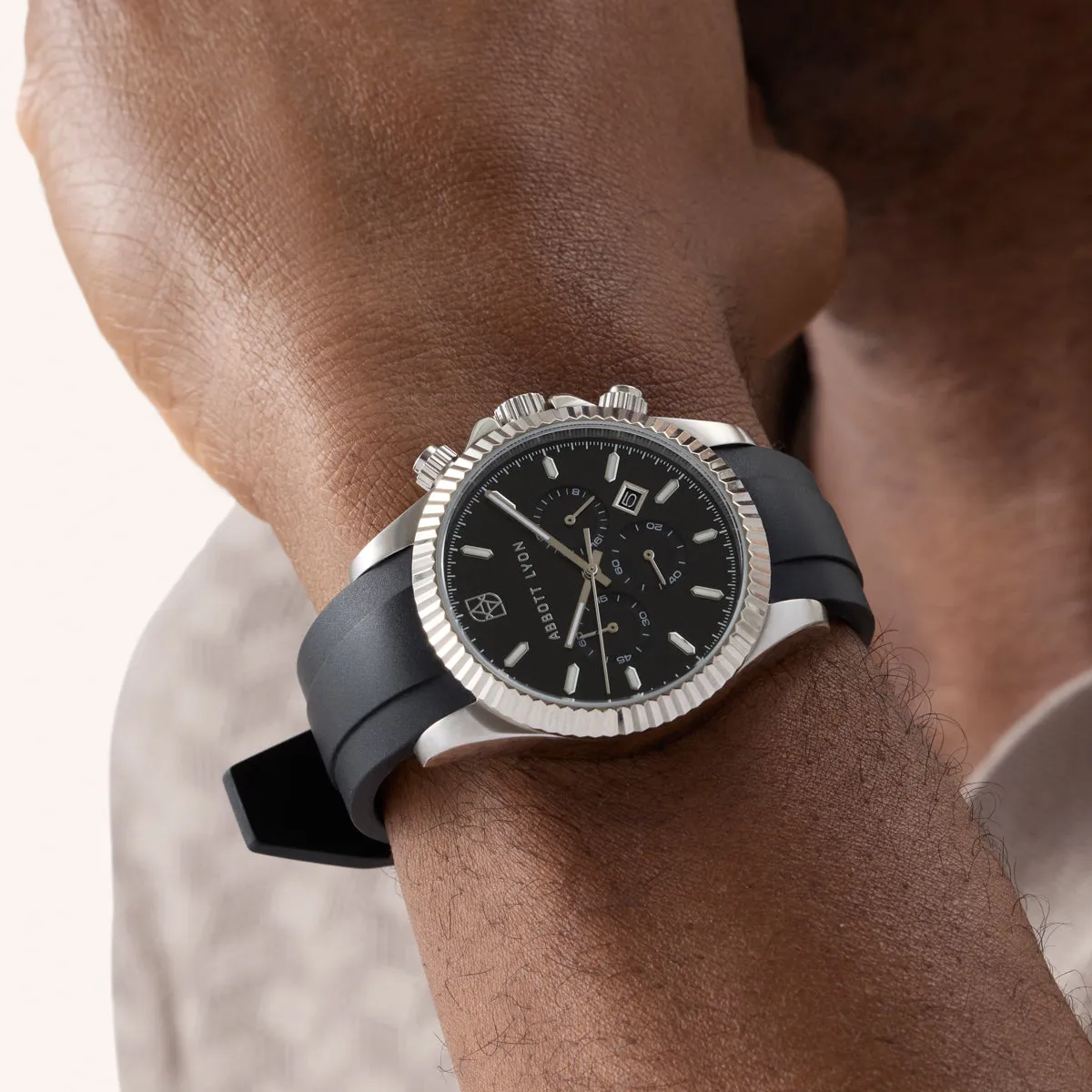 Men's Greenwich Chronograph 40 Silicone Strap Watch (Black) sold by Abbott Lyon product image thumbnail 2