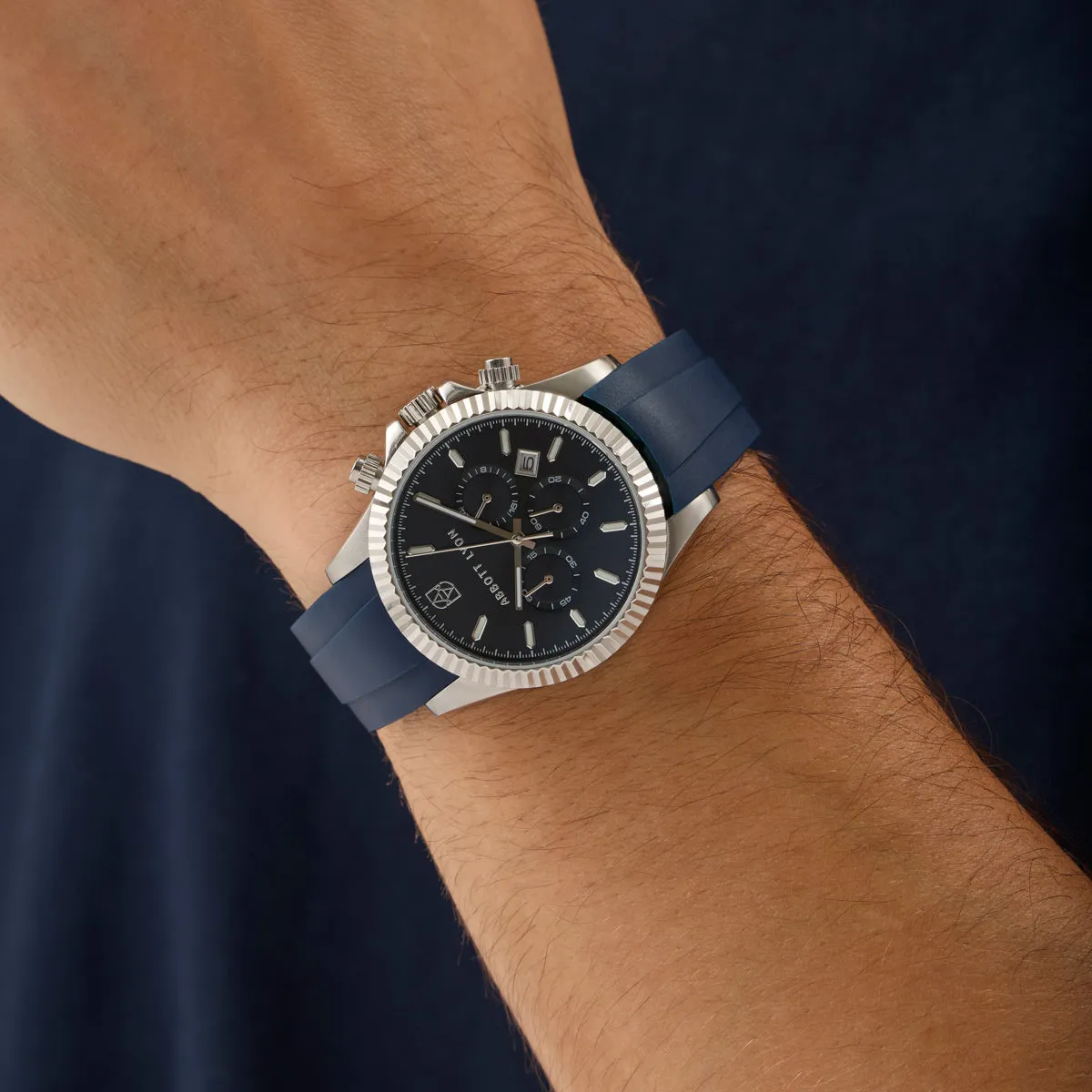 Men's Greenwich Chronograph 40 Silicone Strap Watch (Navy) sold by Abbott Lyon product image thumbnail 2