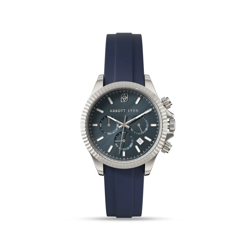 Men's Greenwich Chronograph 40 Silicone Strap Watch (Navy) made by Abbott Lyon