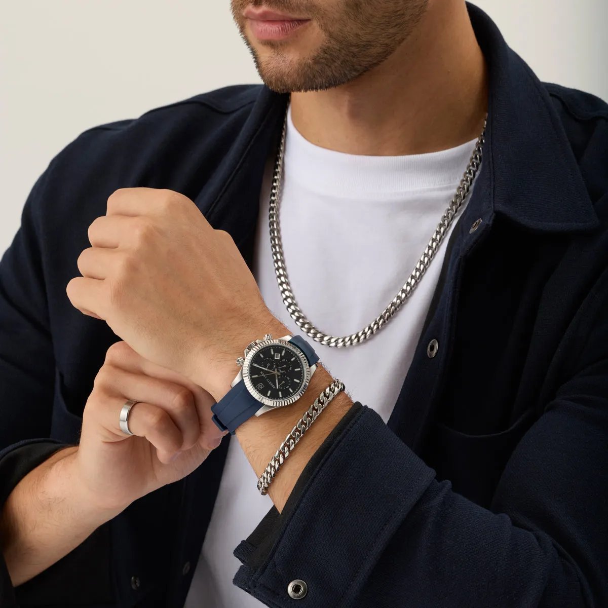 Men's Greenwich Chronograph 40 Silicone Strap Watch (Navy) sold by Abbott Lyon product image thumbnail 4