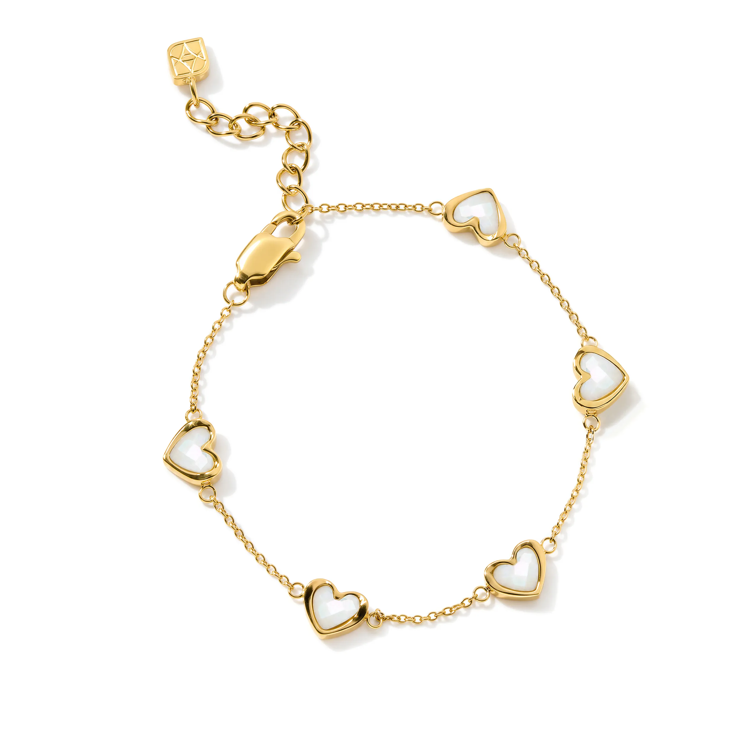 Multi Mother of Pearl Mini Hearts Bracelet (Gold) sold by Abbott Lyon