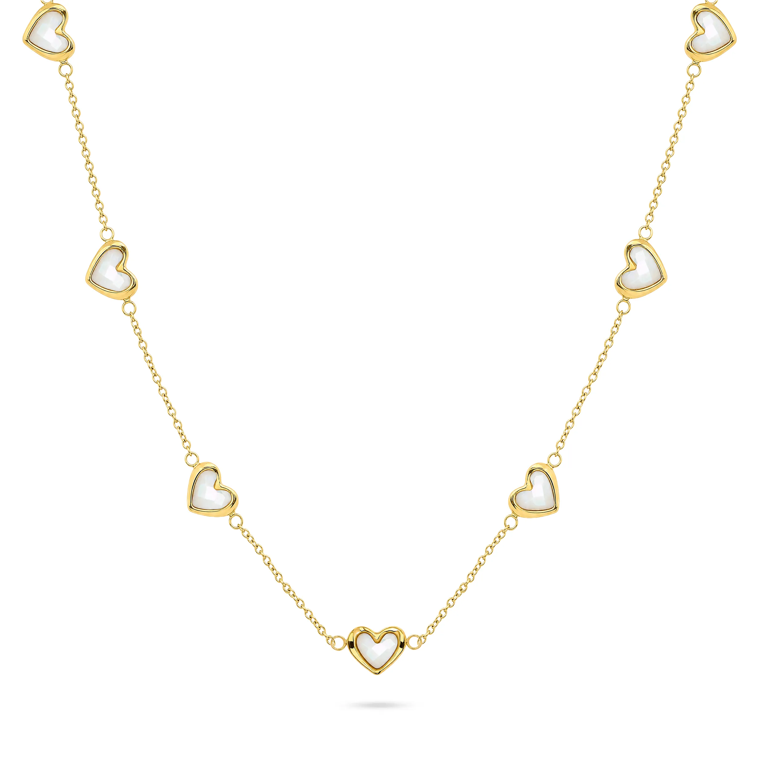 Multi Mother of Pearl Mini Hearts Necklace (Gold) sold by Abbott Lyon