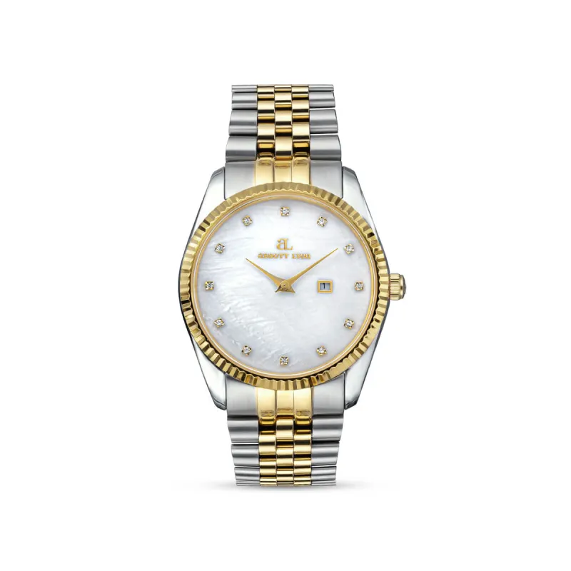 Belgravia Pearl & Crystal Link 36mm Watch (Two Tone) made by Abbott Lyon