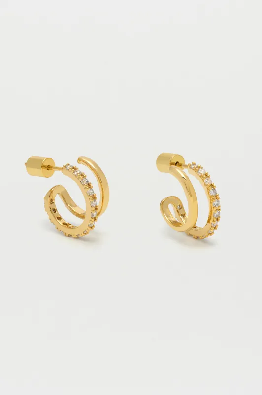 Double Hoop Illusion Pave Earrings sold by Estella Bartlett