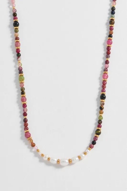 Tourmaline and Pearl Beaded Necklace sold by Estella Bartlett