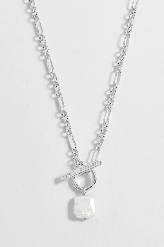 Square Baroque Pearl T-Bar Necklace sold by Estella Bartlett