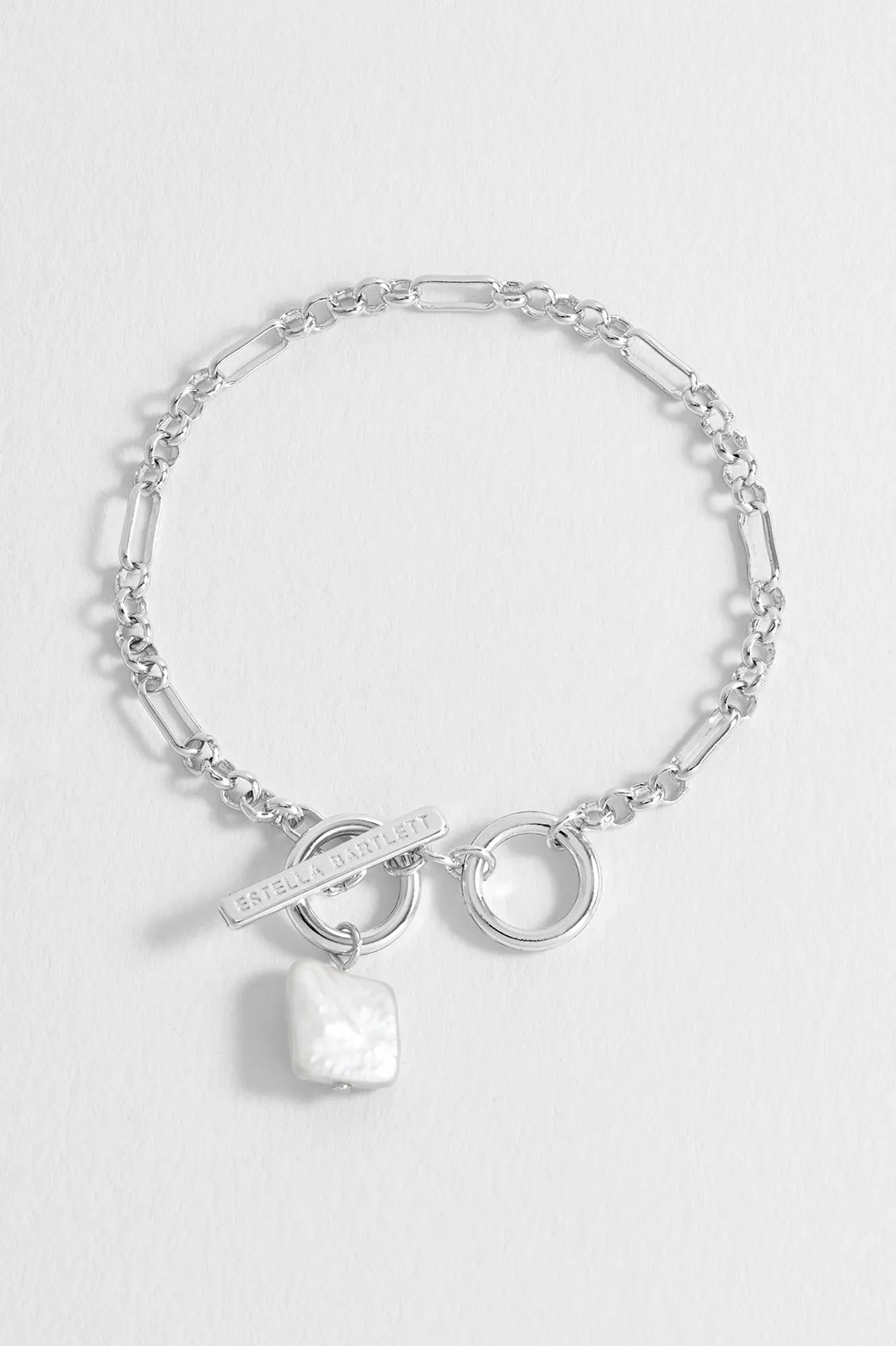 Square Baroque Pearl T-Bar Bracelet sold by Estella Bartlett
