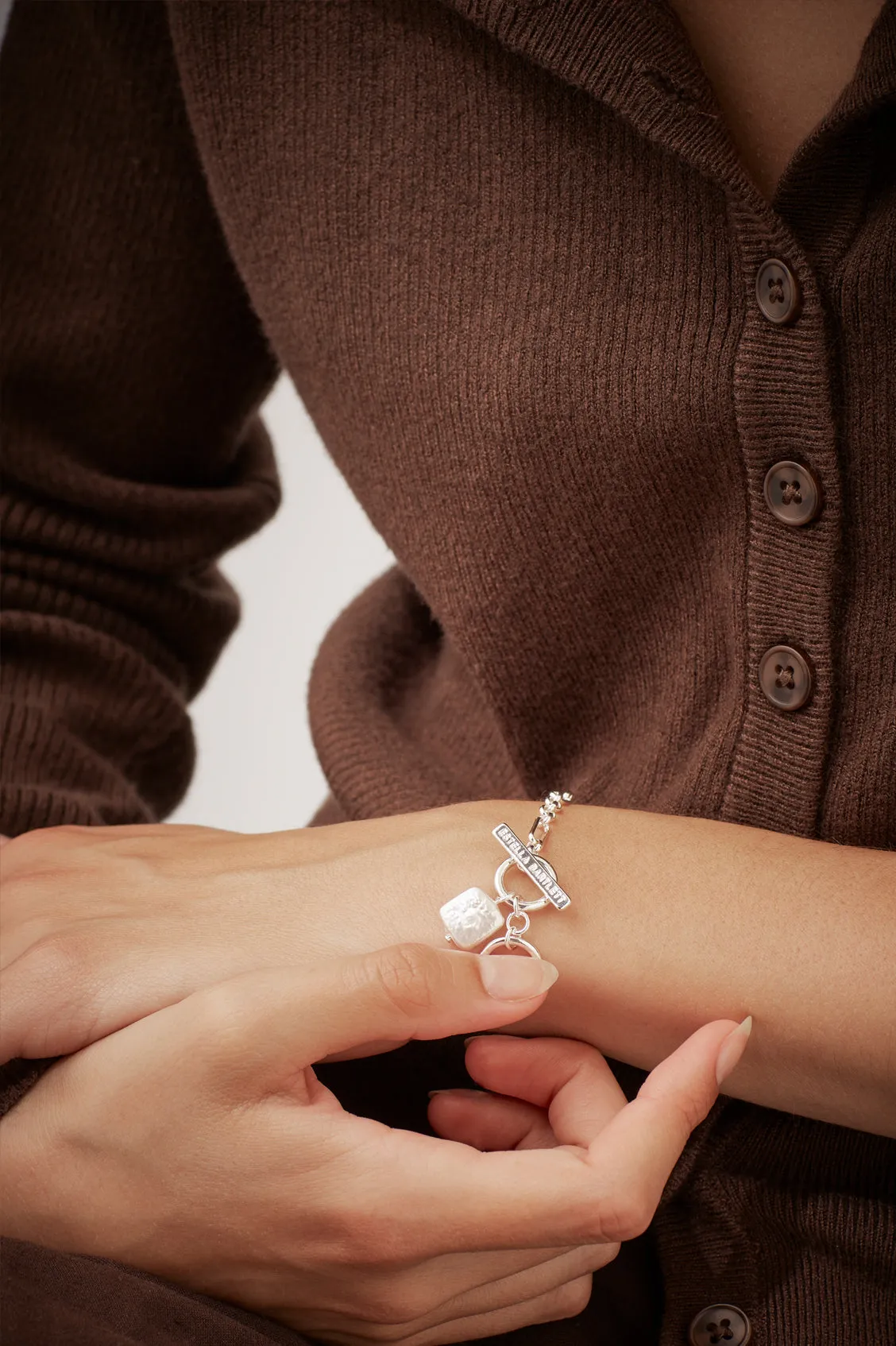 Square Baroque Pearl T-Bar Bracelet sold by Estella Bartlett product image thumbnail 5