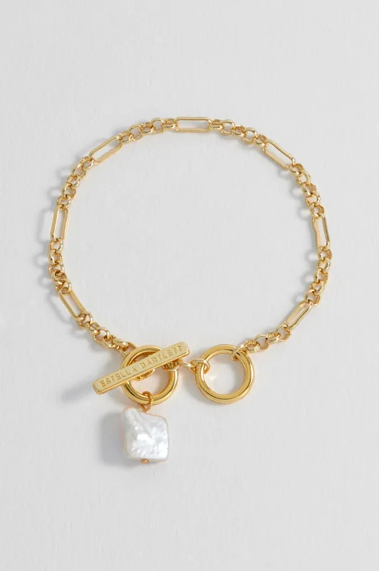 Square Baroque Pearl T-Bar Bracelet sold by Estella Bartlett