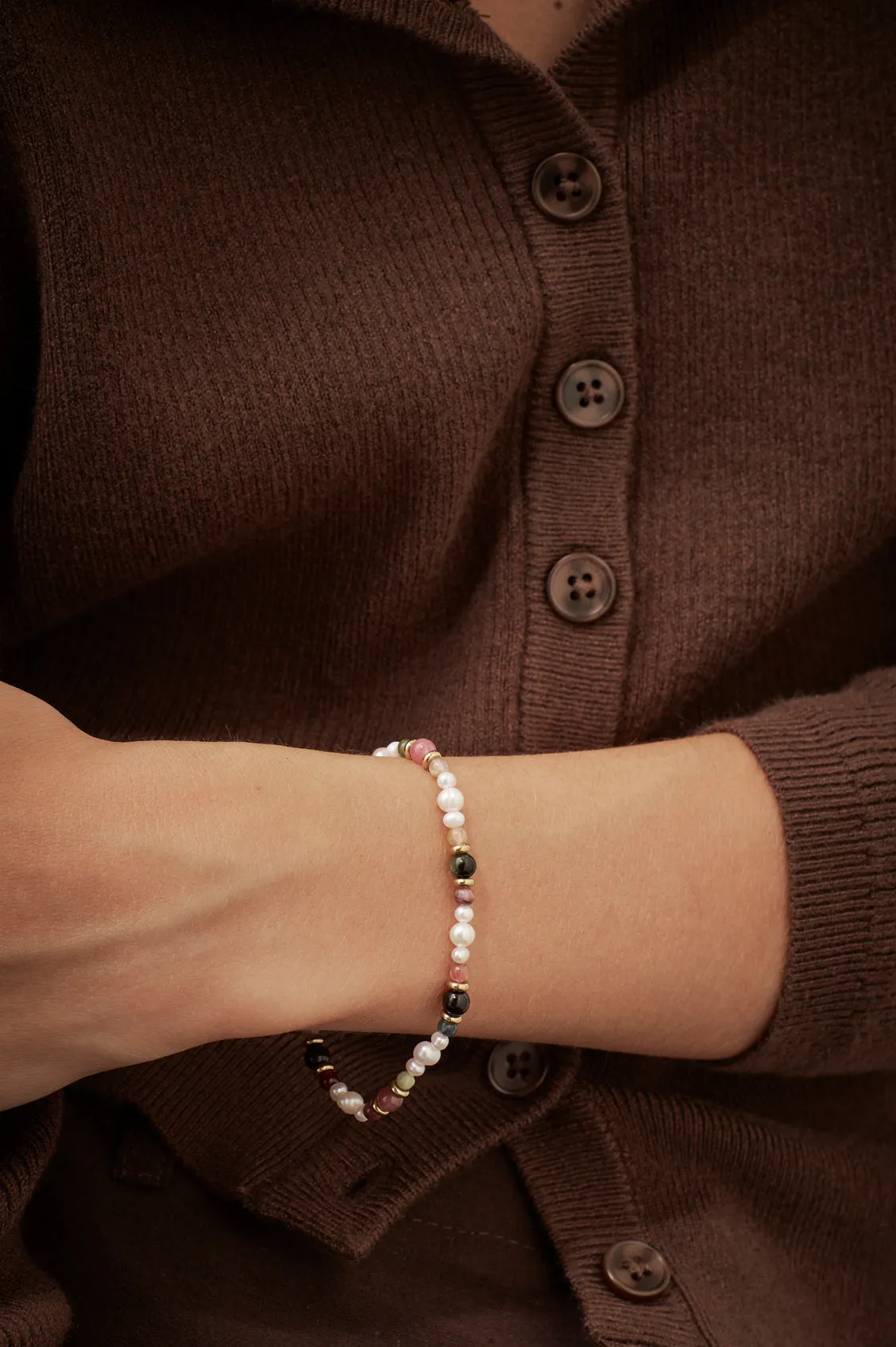 Tourmaline and Pearl Beaded T-Bar Bracelet sold by Estella Bartlett product image thumbnail 5