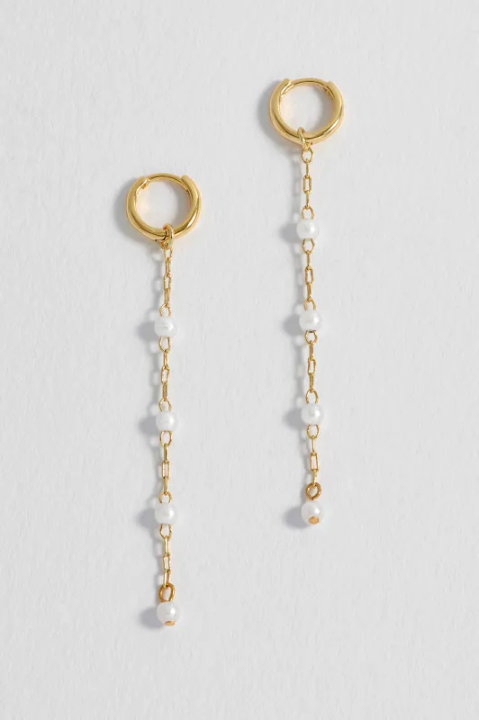 Pearl Chain Drop Huggies sold by Estella Bartlett