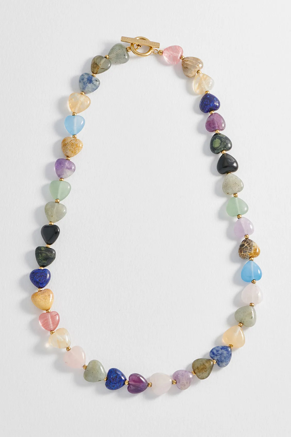 Multi-Gemstone Heart T-Bar Necklace sold by Estella Bartlett
