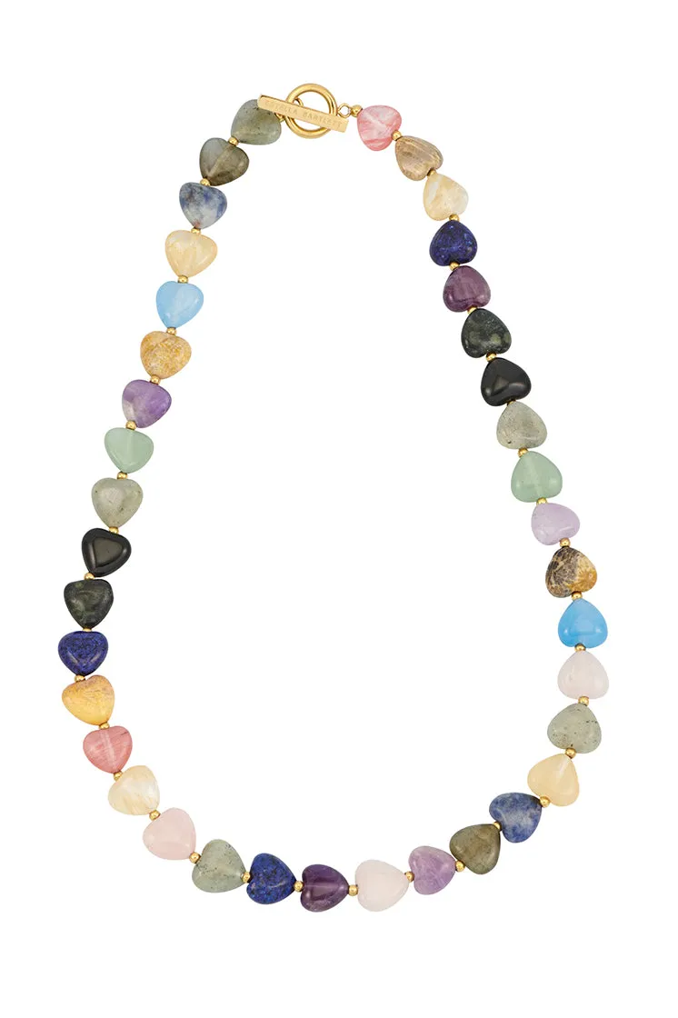 Multi-Gemstone Heart T-Bar Necklace sold by Estella Bartlett product image thumbnail 3