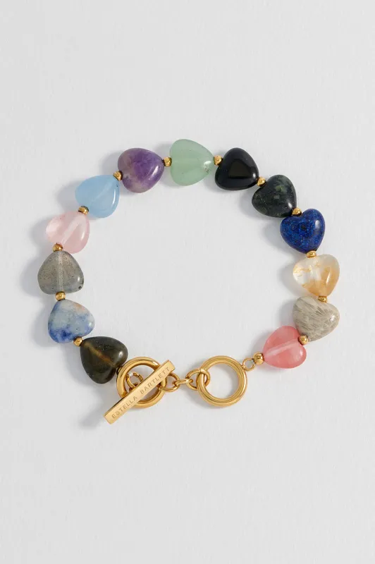 Multi-Gemstone Heart T-Bar Bracelet sold by Estella Bartlett
