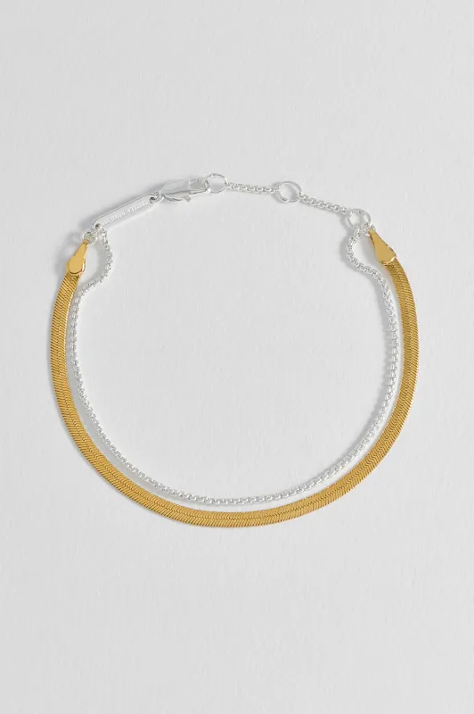 Mixed Metal Herringbone Chain Double Bracelet sold by Estella Bartlett
