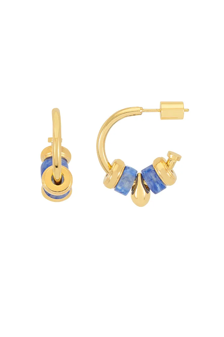 Lapis Lazuli Beaded Hoop Earrings sold by Estella Bartlett product image thumbnail 3