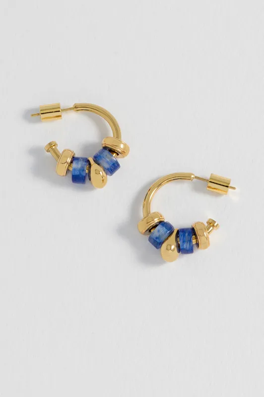 Lapis Lazuli Beaded Hoop Earrings sold by Estella Bartlett
