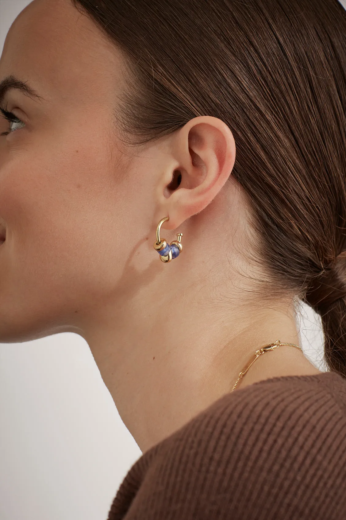 Lapis Lazuli Beaded Hoop Earrings sold by Estella Bartlett product image thumbnail 5