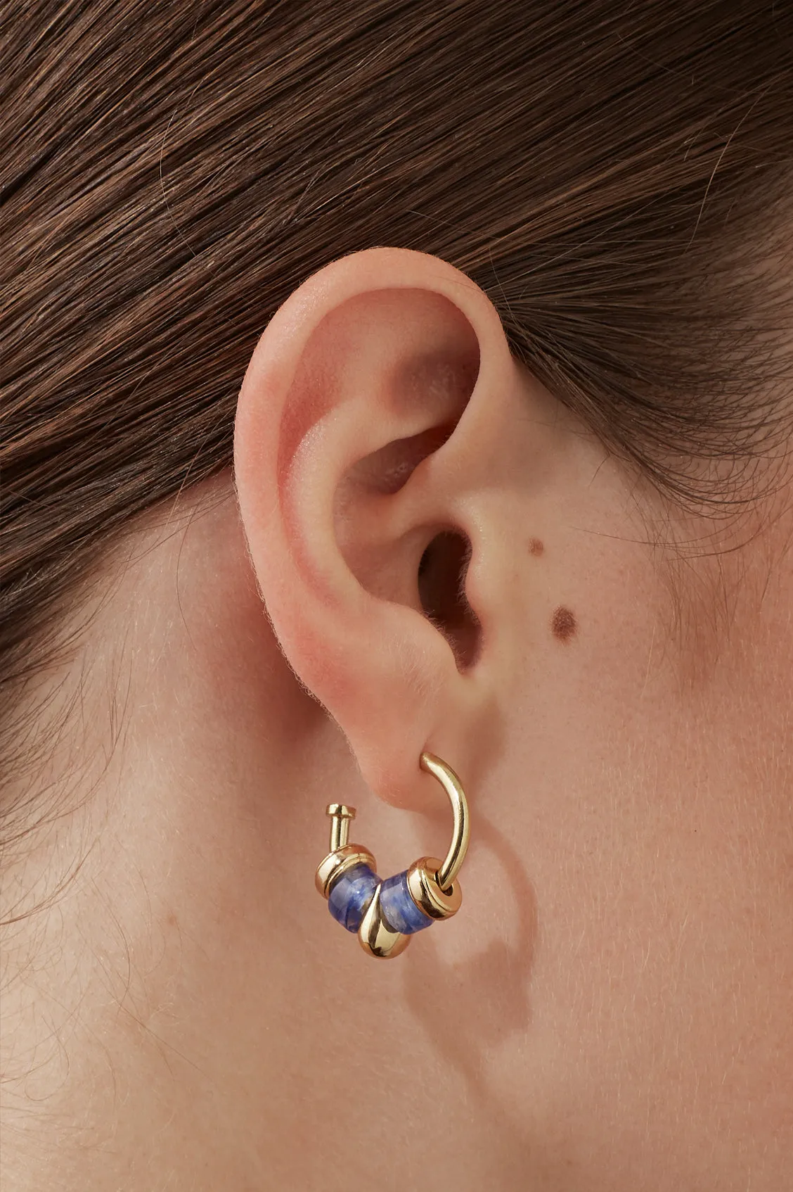 Lapis Lazuli Beaded Hoop Earrings sold by Estella Bartlett product image thumbnail 2