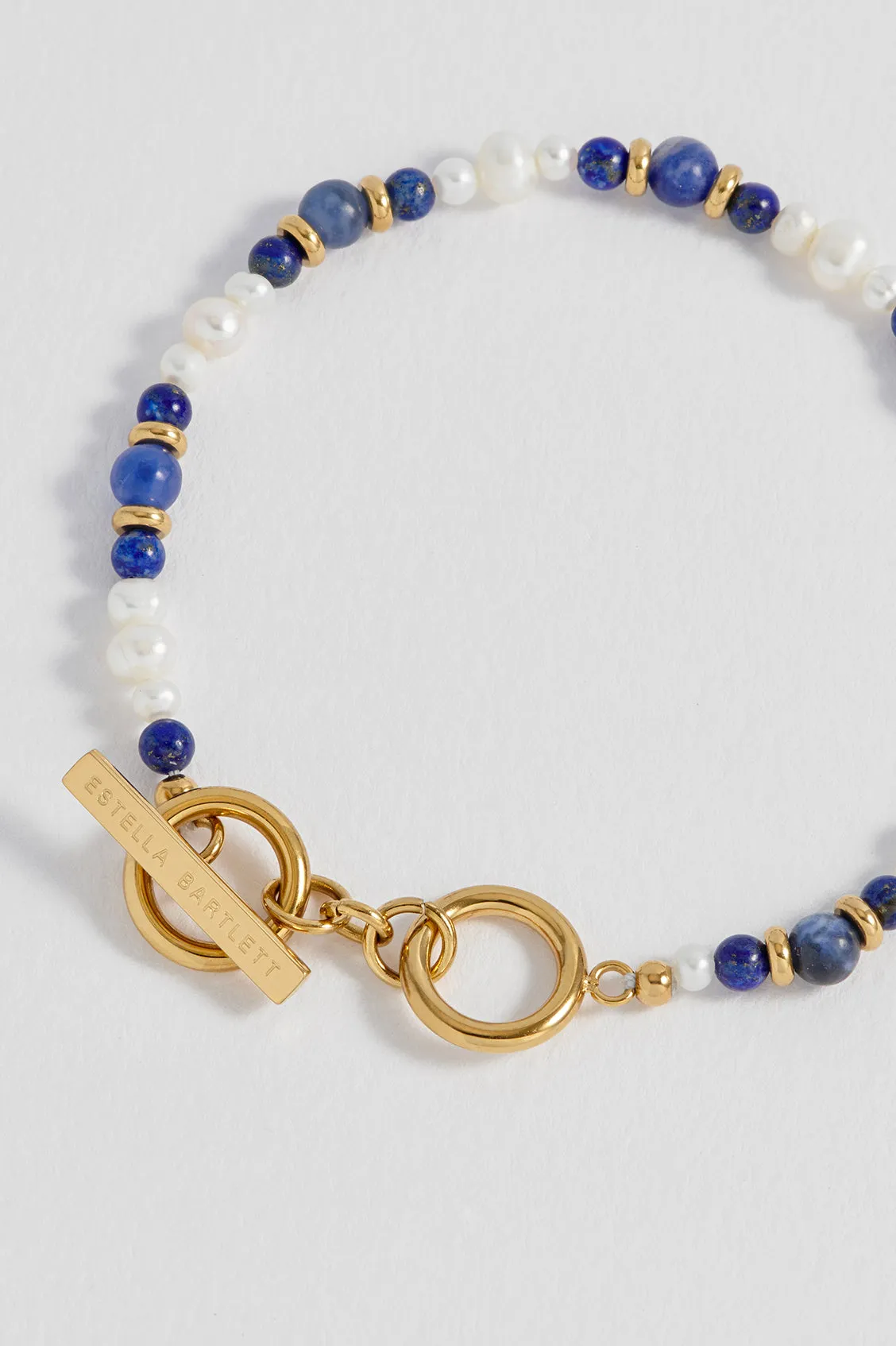 Lapis Lazuli and Pearl Beaded T-Bar Bracelet sold by Estella Bartlett product image thumbnail 5