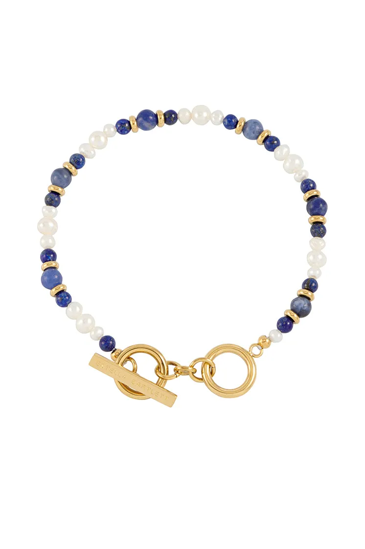 Lapis Lazuli and Pearl Beaded T-Bar Bracelet sold by Estella Bartlett product image thumbnail 3