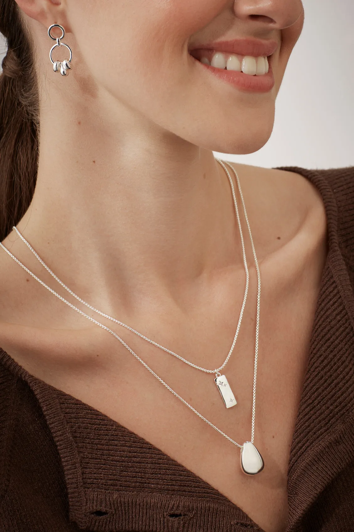 CZ Star Molten Tablet Pendant Necklace sold by Estella Bartlett product image thumbnail 2