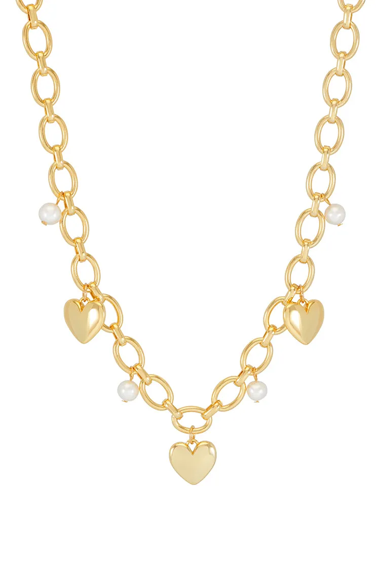 Pearl and Heart Charm Necklace sold by Estella Bartlett product image thumbnail 3