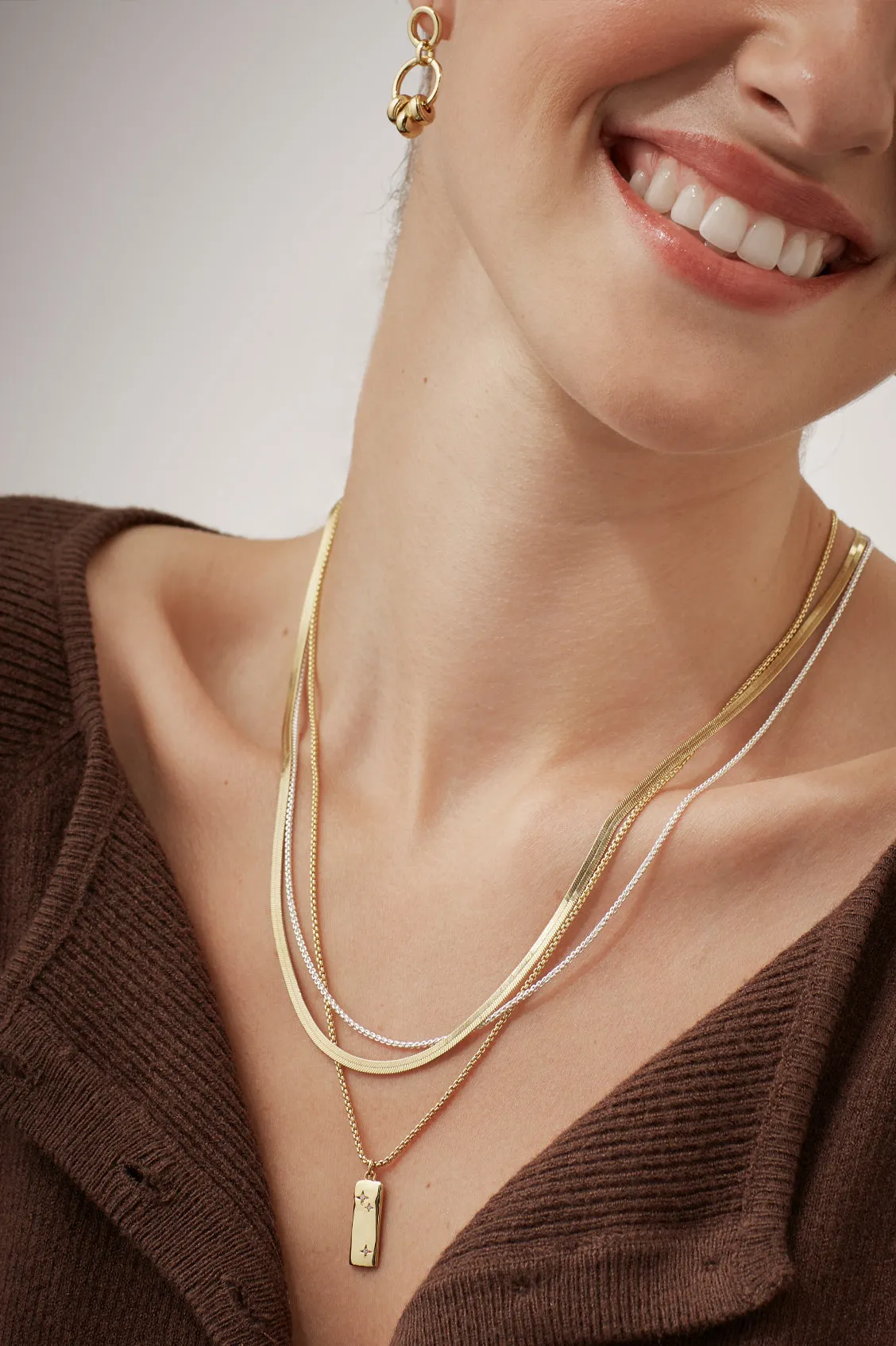 CZ Star Molten Tablet Pendant Necklace sold by Estella Bartlett product image thumbnail 5