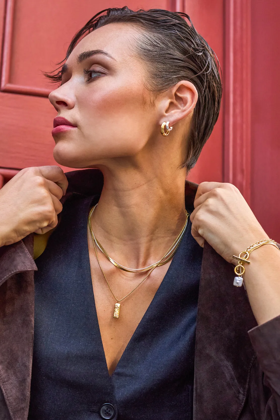 CZ Star Molten Tablet Pendant Necklace sold by Estella Bartlett product image thumbnail 2