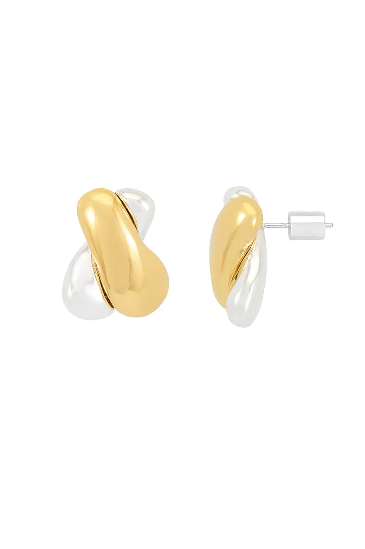 Chunky Mixed Metal Knot Stud Earrings sold by Estella Bartlett product image thumbnail 3