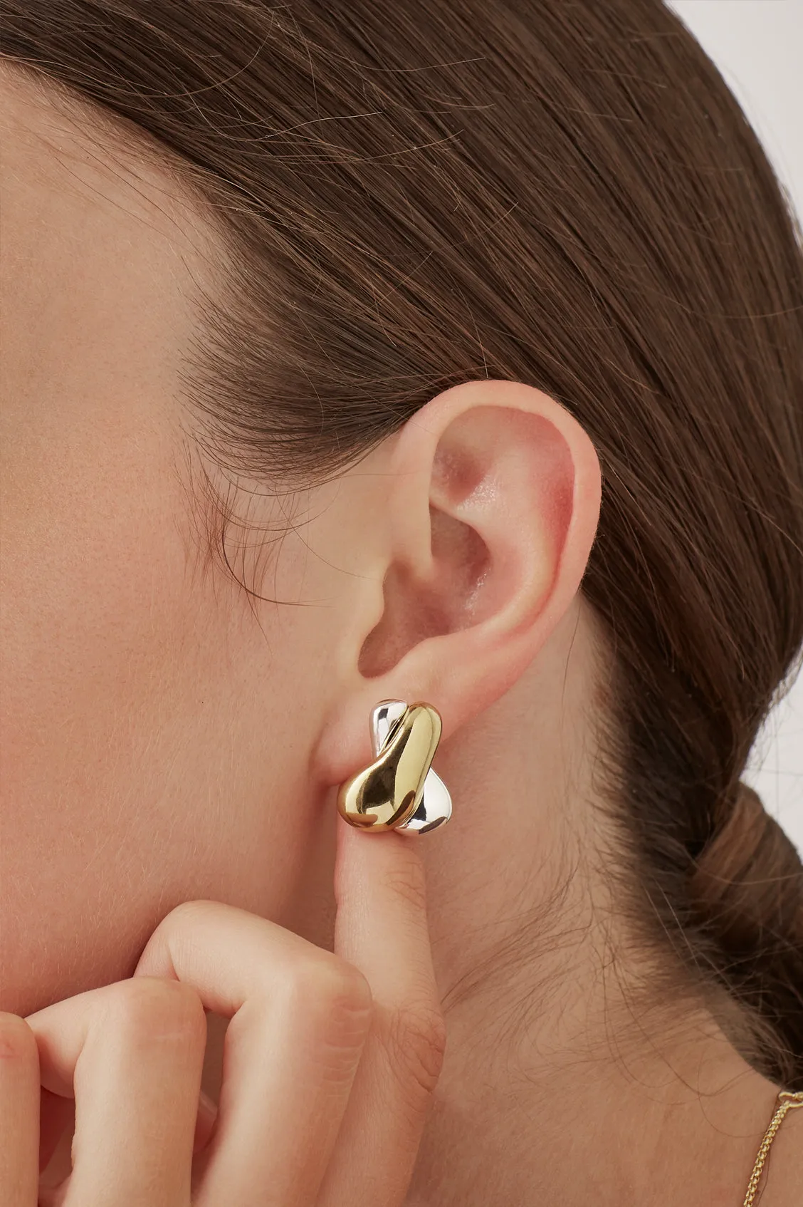 Chunky Mixed Metal Knot Stud Earrings sold by Estella Bartlett product image thumbnail 2