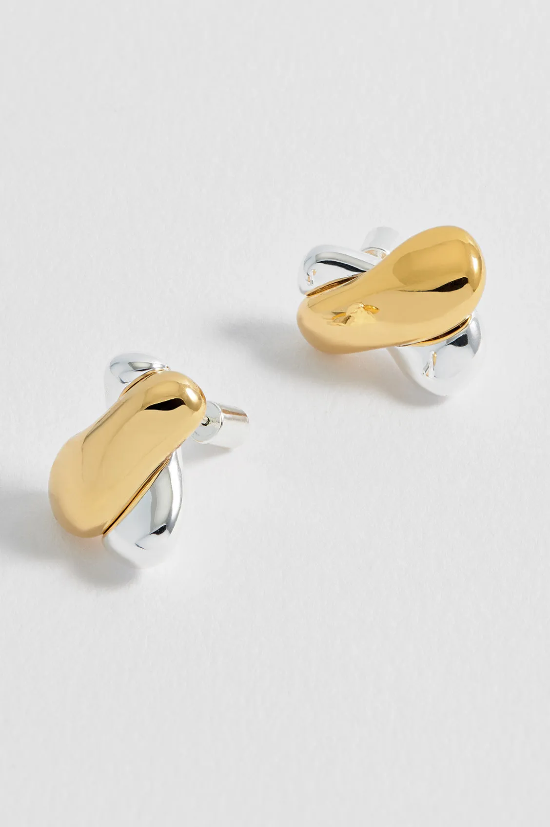 Chunky Mixed Metal Knot Stud Earrings sold by Estella Bartlett product image thumbnail 4