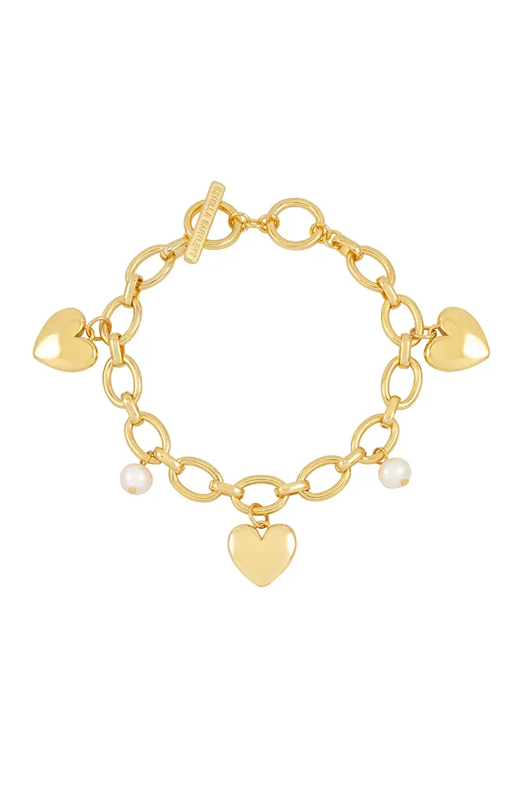 Pearl and Heart Charm Bracelet sold by Estella Bartlett product image thumbnail 3