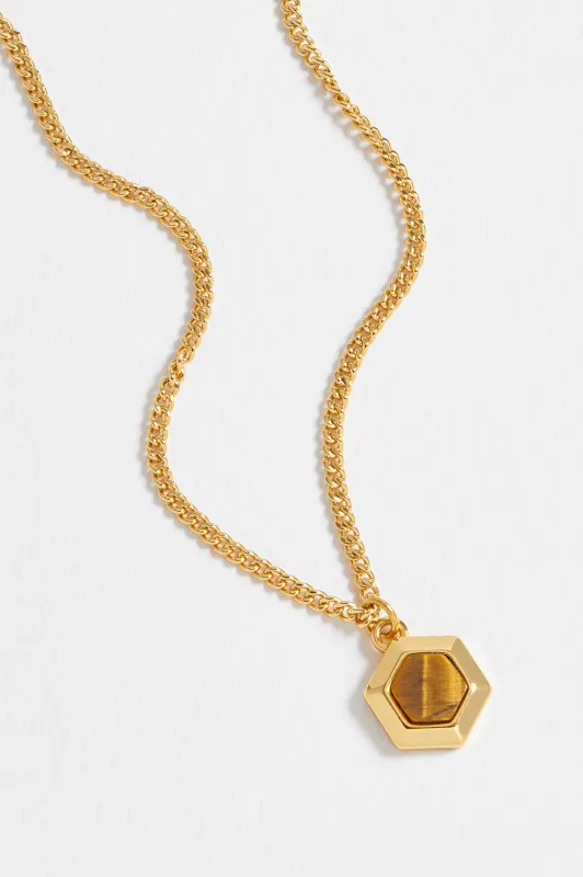 Men's Tiger's Eye Hexagon Curb Chain Necklace sold by Estella Bartlett