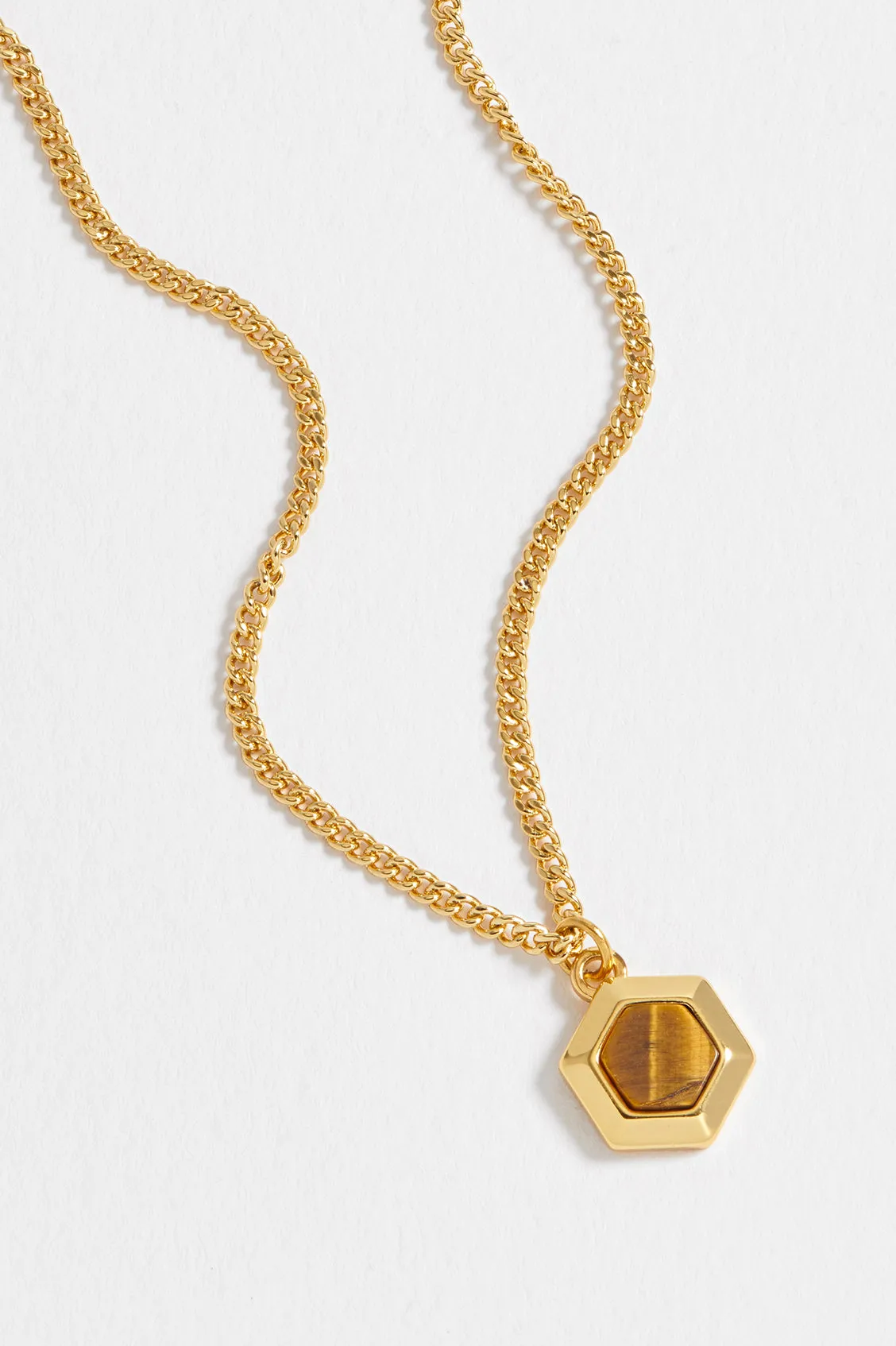 Men's Tiger's Eye Hexagon Curb Chain Necklace sold by Estella Bartlett
