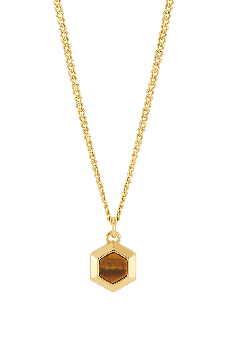 Men's Tiger's Eye Hexagon Curb Chain Necklace sold by Estella Bartlett product image thumbnail 3