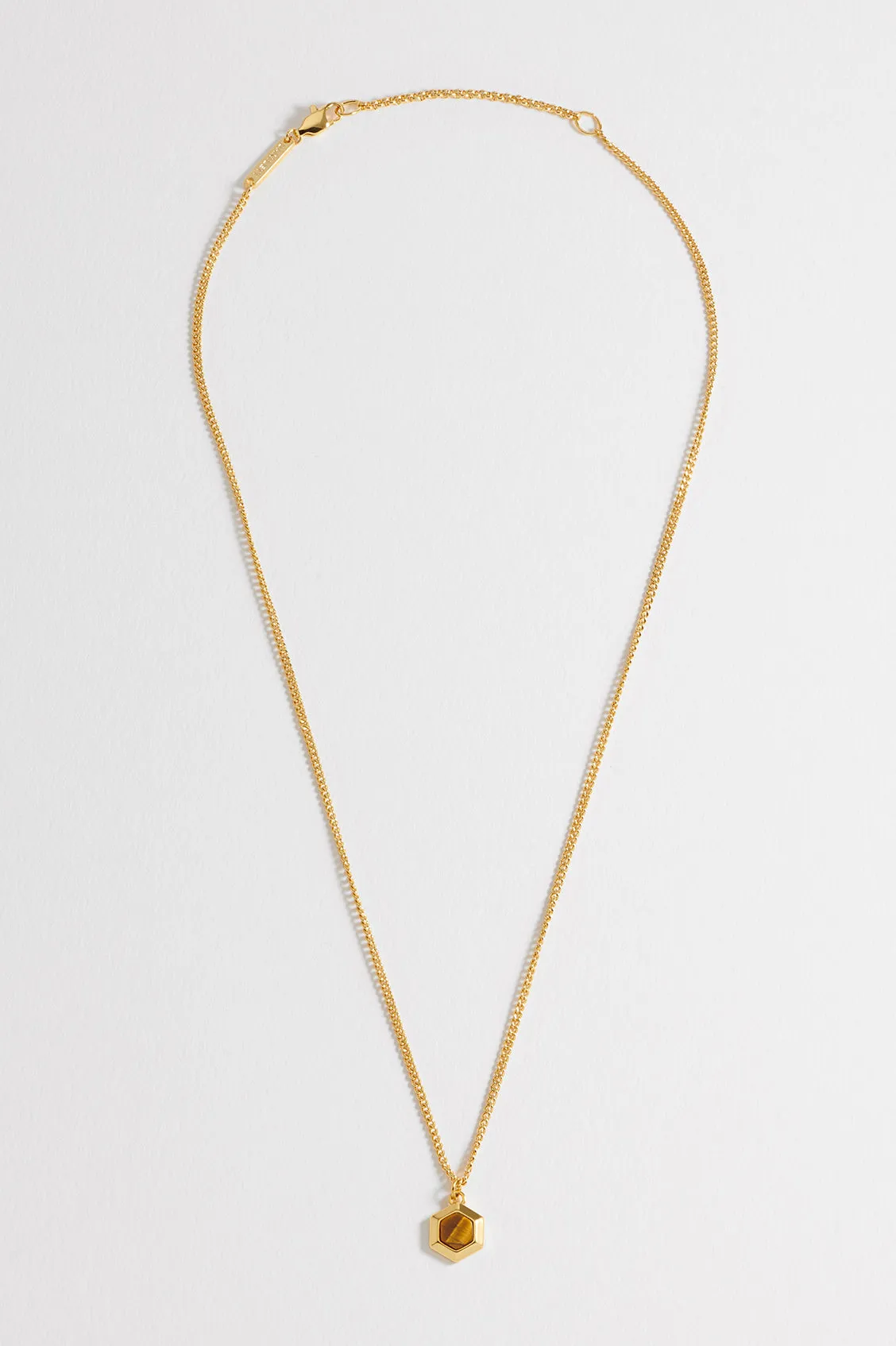 Men's Tiger's Eye Hexagon Curb Chain Necklace sold by Estella Bartlett product image thumbnail 4