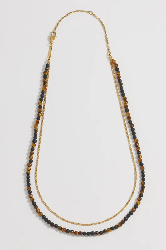Men's Tiger's Eye And Black Onyx Double Necklace sold by Estella Bartlett
