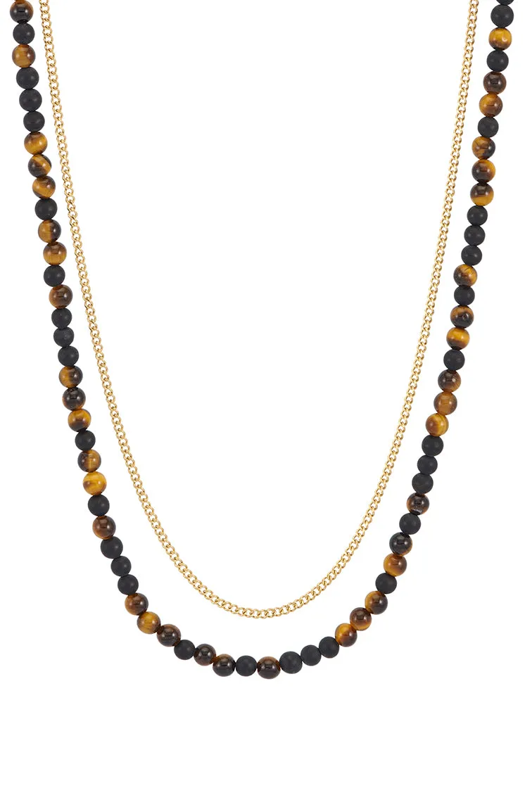 Men's Tiger's Eye And Black Onyx Double Necklace sold by Estella Bartlett product image thumbnail 3