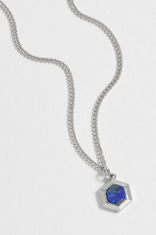 Men's Lapis Lazuli Hexagon Curb Chain Necklace sold by Estella Bartlett