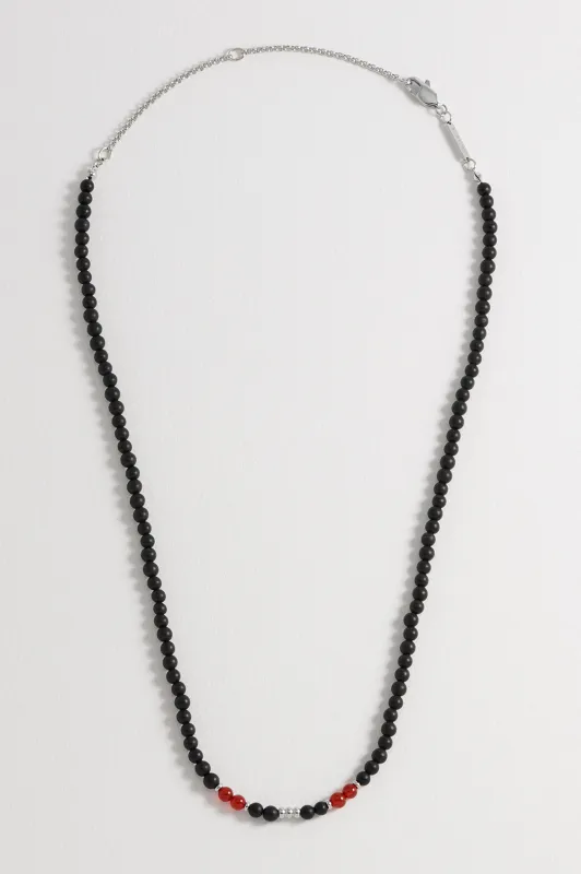 Men's Black Onyx Necklace With Red Agate Accent sold by Estella Bartlett