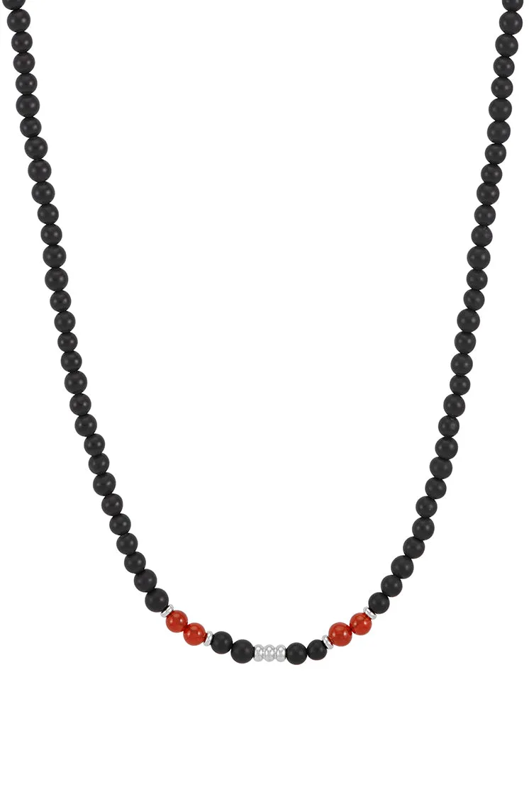 Men's Black Onyx Necklace With Red Agate Accent sold by Estella Bartlett product image thumbnail 3