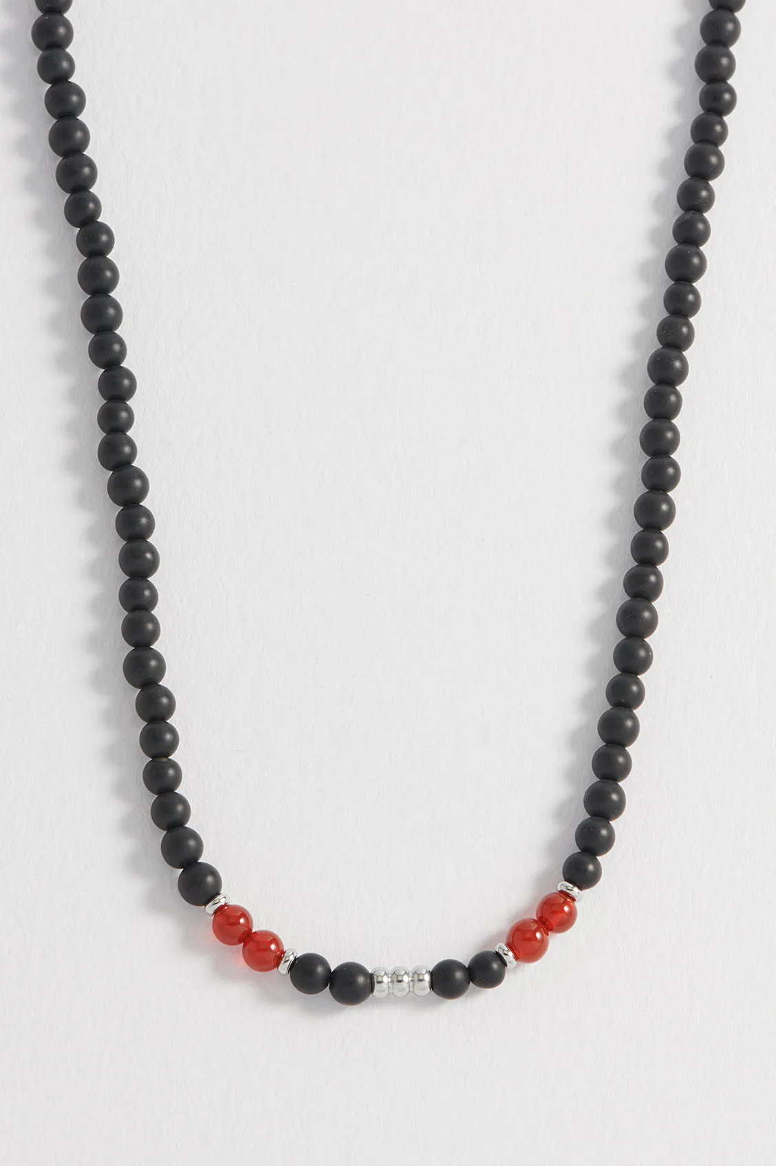 Men's Black Onyx Necklace With Red Agate Accent sold by Estella Bartlett product image thumbnail 5