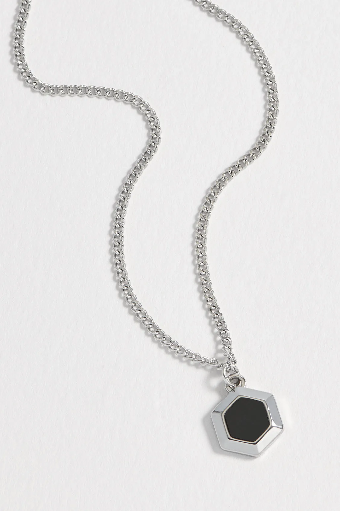 Men's Black Onyx Hexagon Curb Chain Necklace sold by Estella Bartlett product image thumbnail 5
