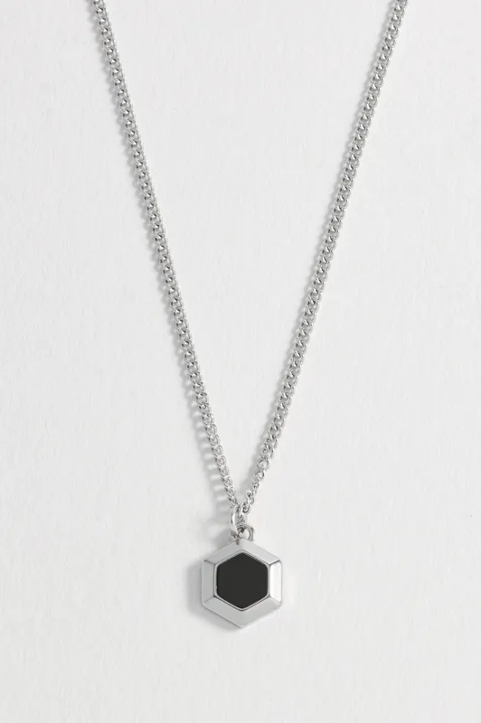 Men's Black Onyx Hexagon Curb Chain Necklace sold by Estella Bartlett