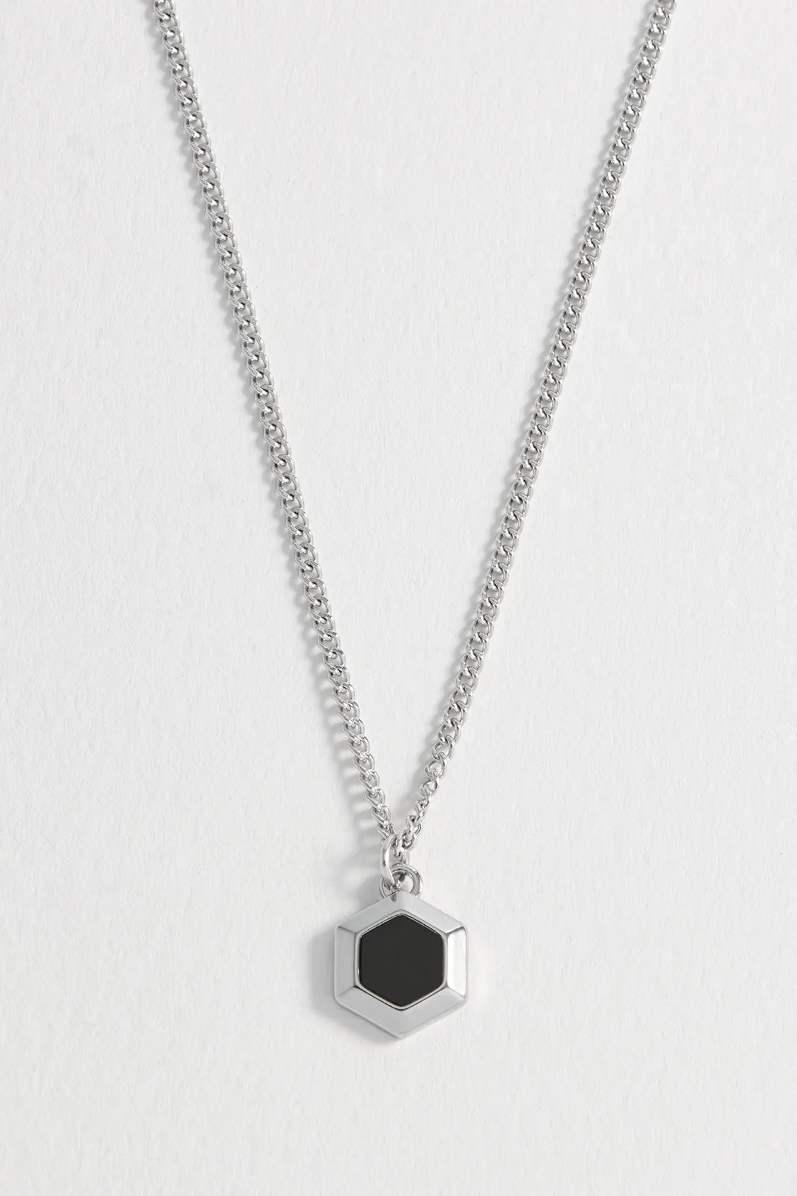 Men's Black Onyx Hexagon Curb Chain Necklace sold by Estella Bartlett